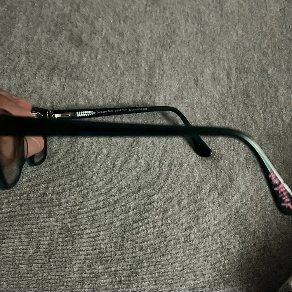 Betsey Johnson Glittery Black and Teal Kids Glasses